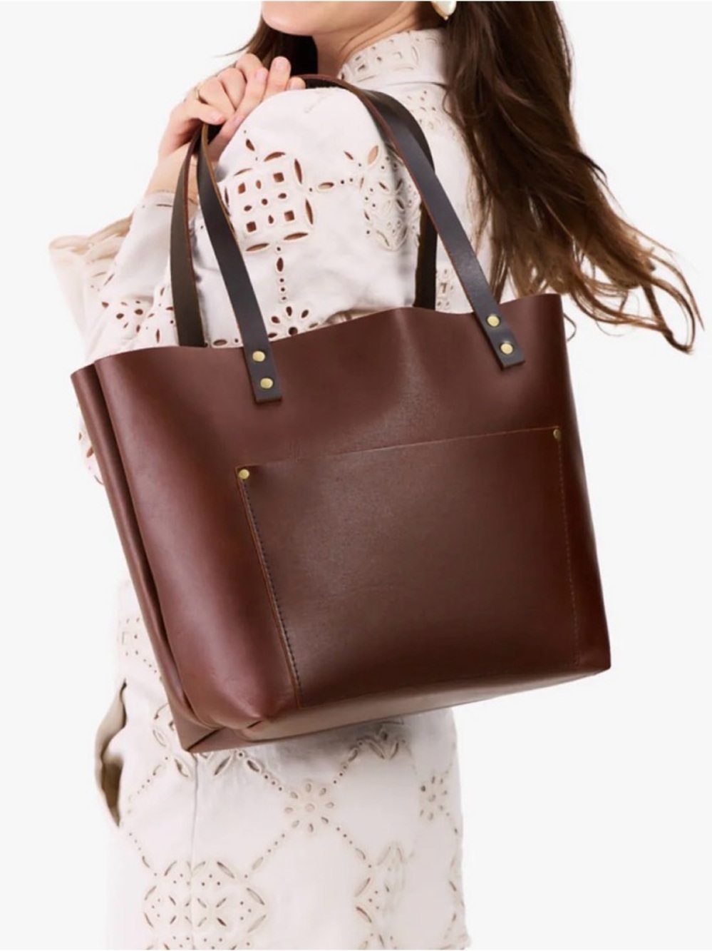 Portland Leather Goods- “Almost Perfect” Large Leather Tote Bag in Cognac - Picture 2 of 7